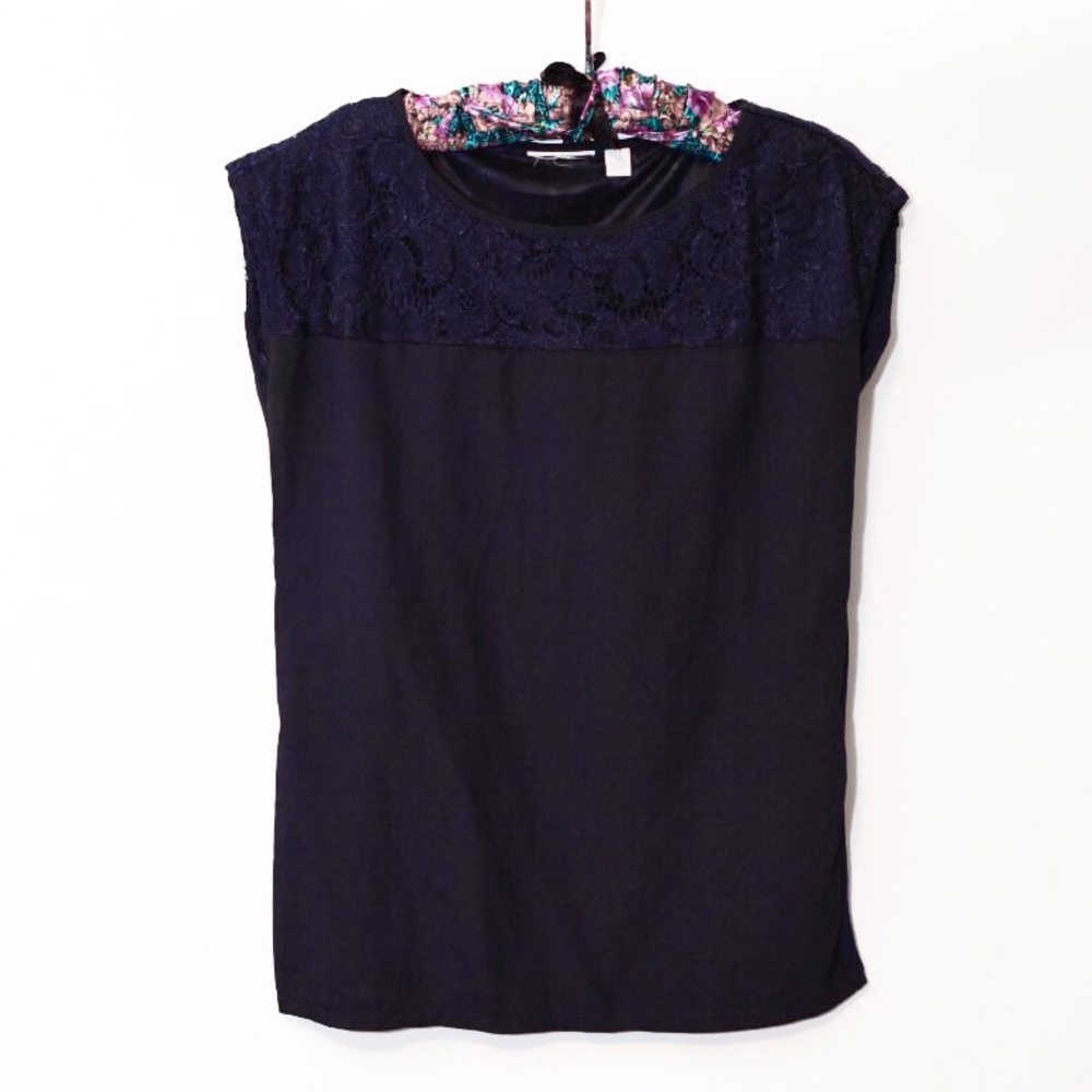 Navy blouse with lace